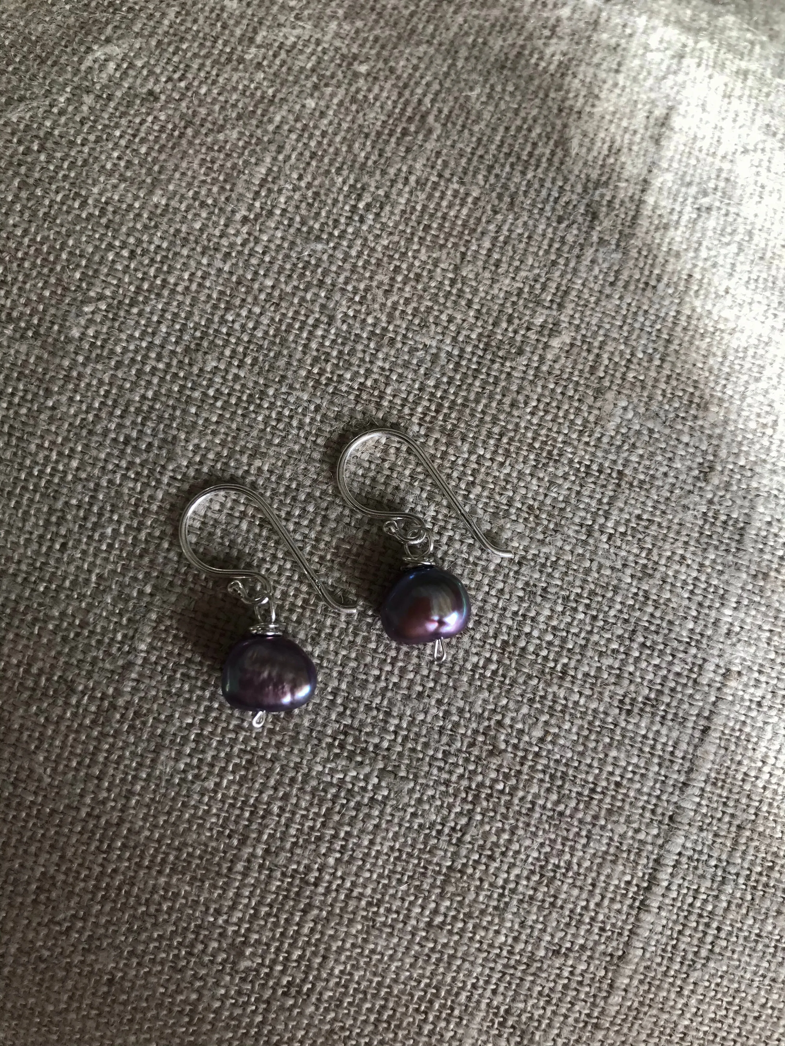 Dark Grey Freshwater Pearl Earrings