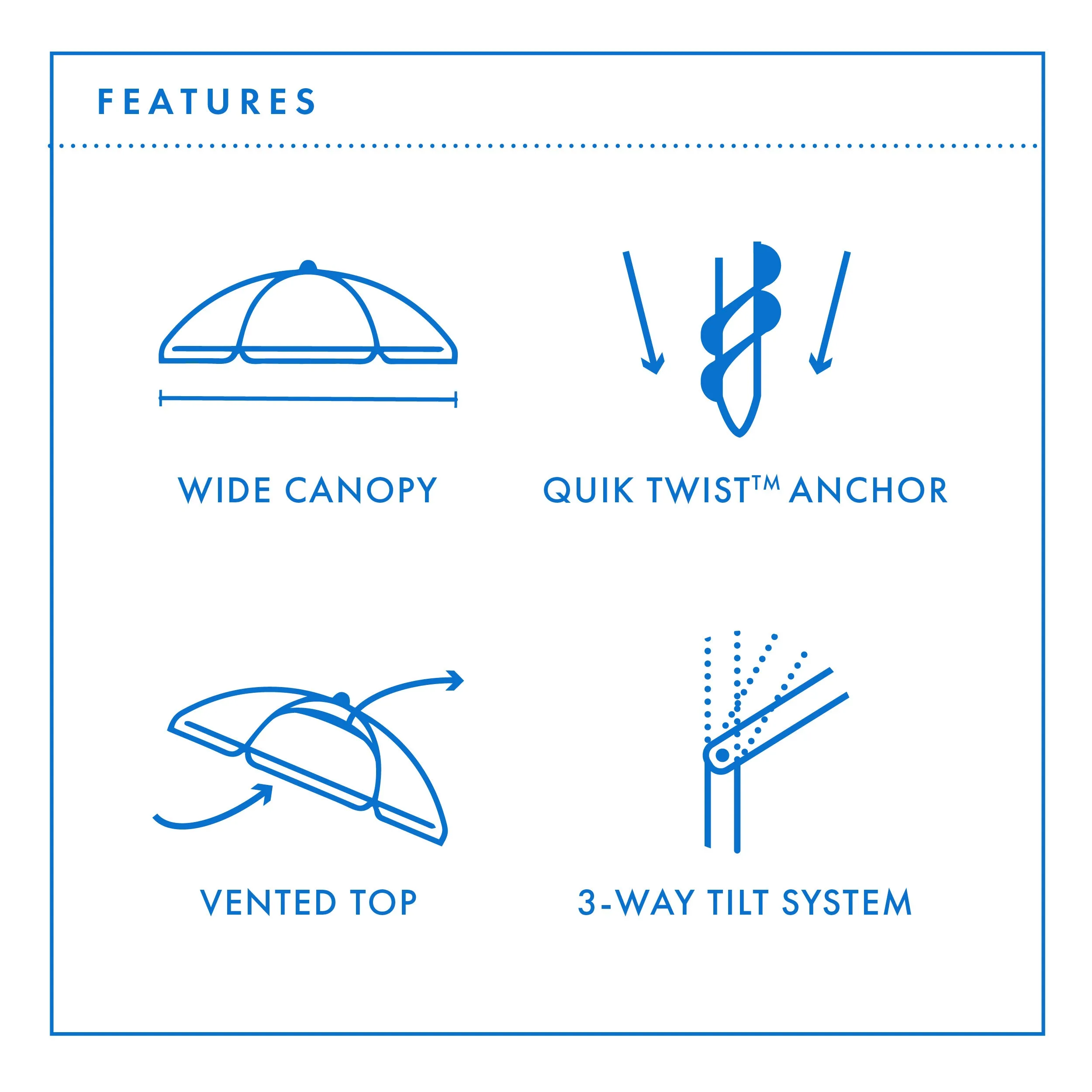 Daytripper 210cm Beach Umbrella - Aqua & Navy