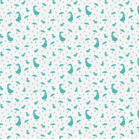 Ducks with Umbrellas - Teal/White