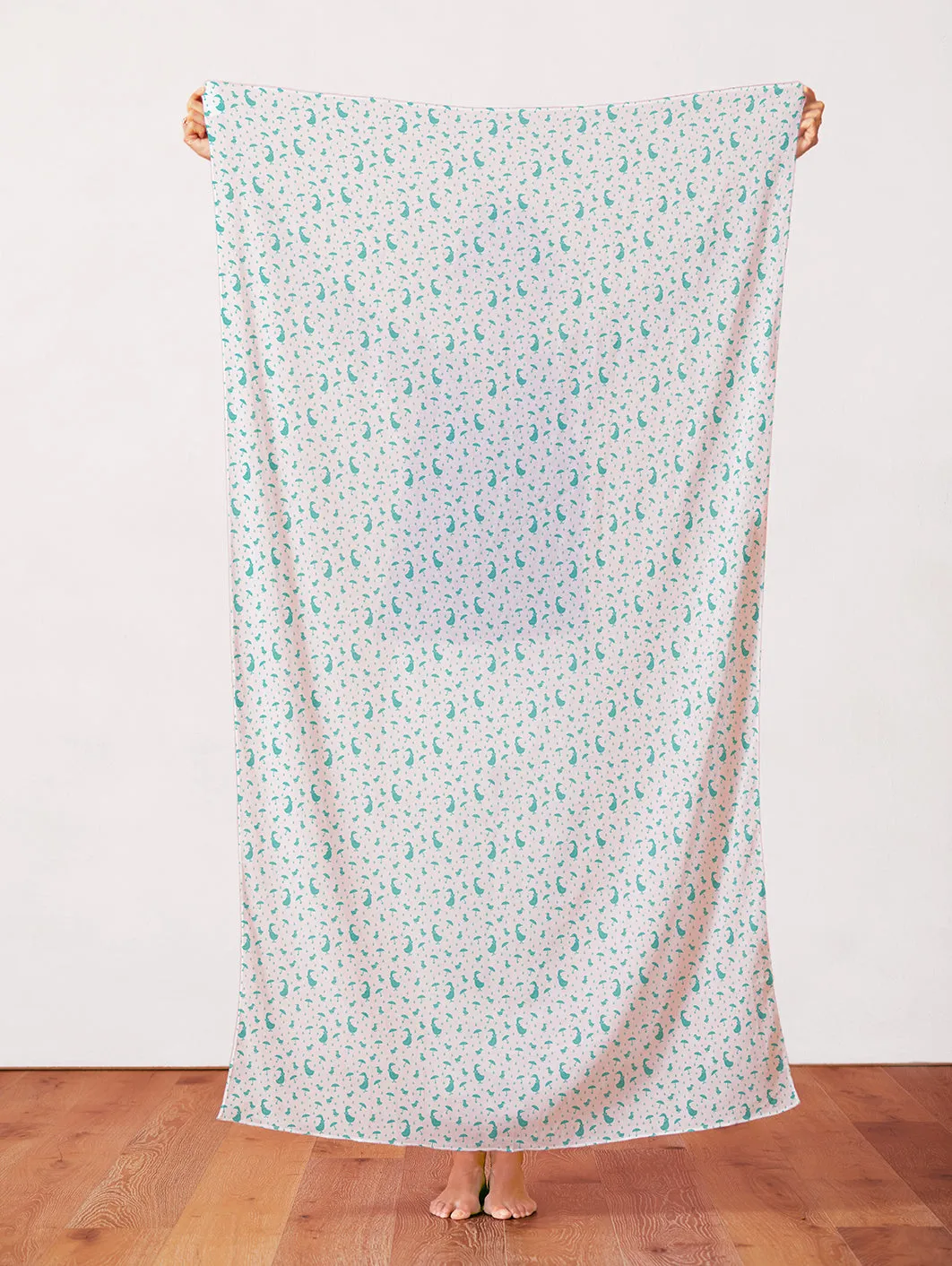 Ducks with Umbrellas - Teal/White