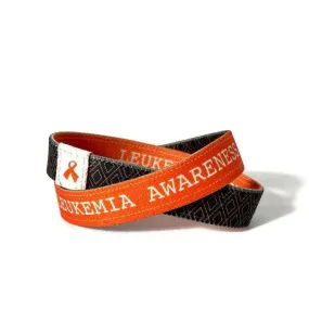 Eco Elastic Leukemia Awareness Orange Fabric Wristband - 8" Adult