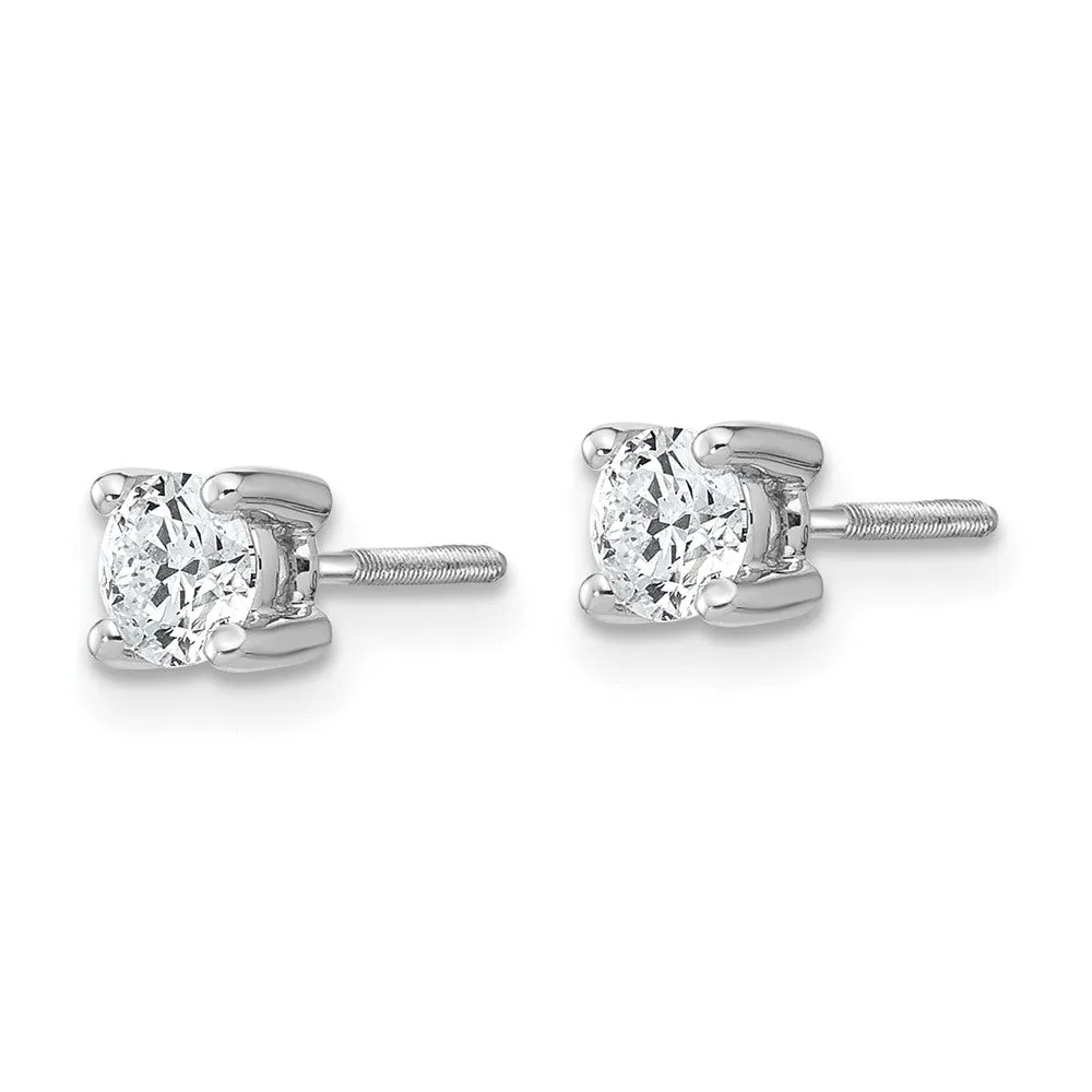 EcoLove 1/2 CTW Round GHI or IGI or GSI Certified Lab Grown Diamond Stud Screwback Earrings in 14KT White Gold