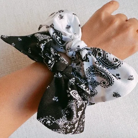 Ellison and Young Bandana Tied Hair Scrunch