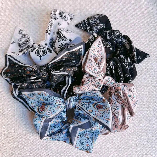 Ellison and Young Bandana Tied Hair Scrunch