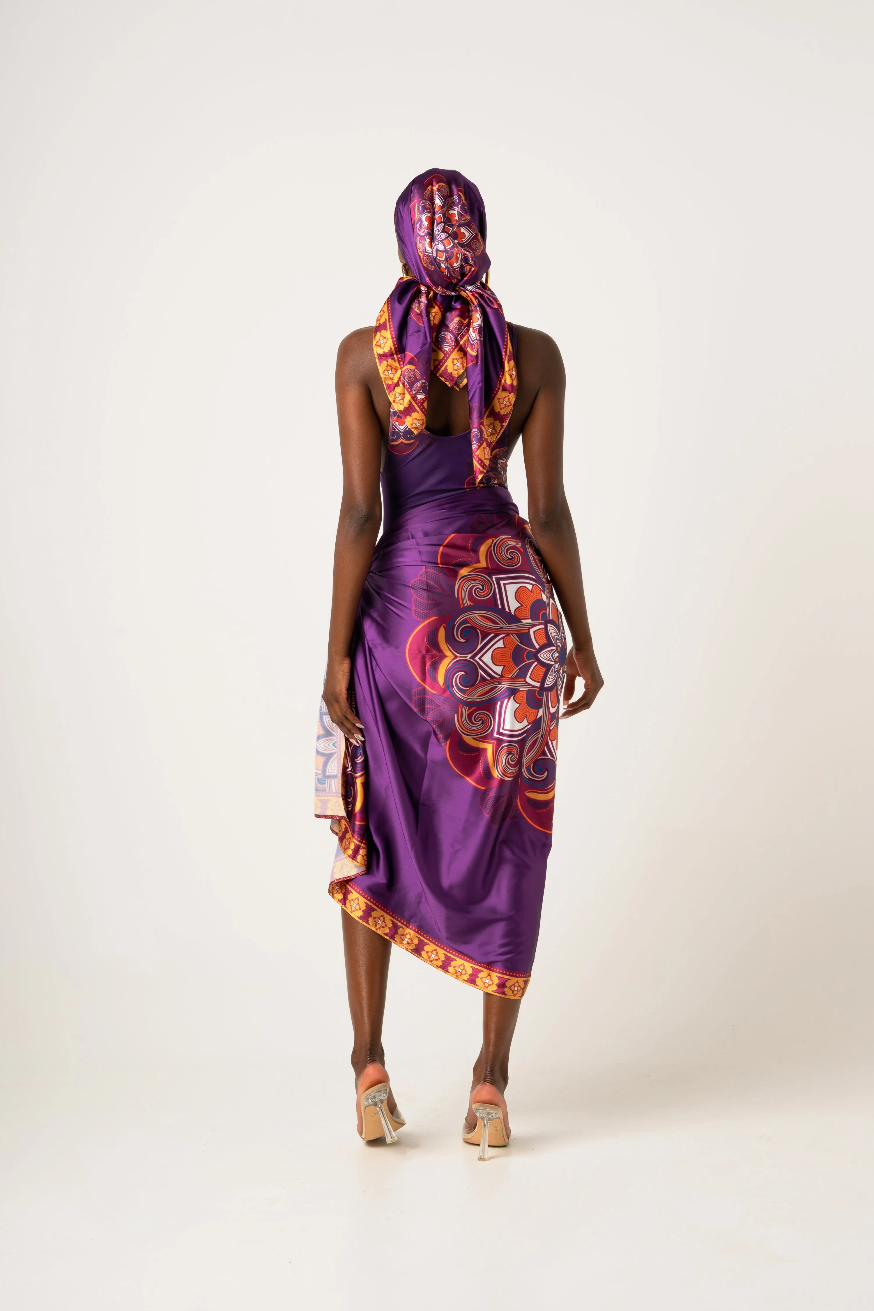 ENANG PURPLE XL SILK SCARF