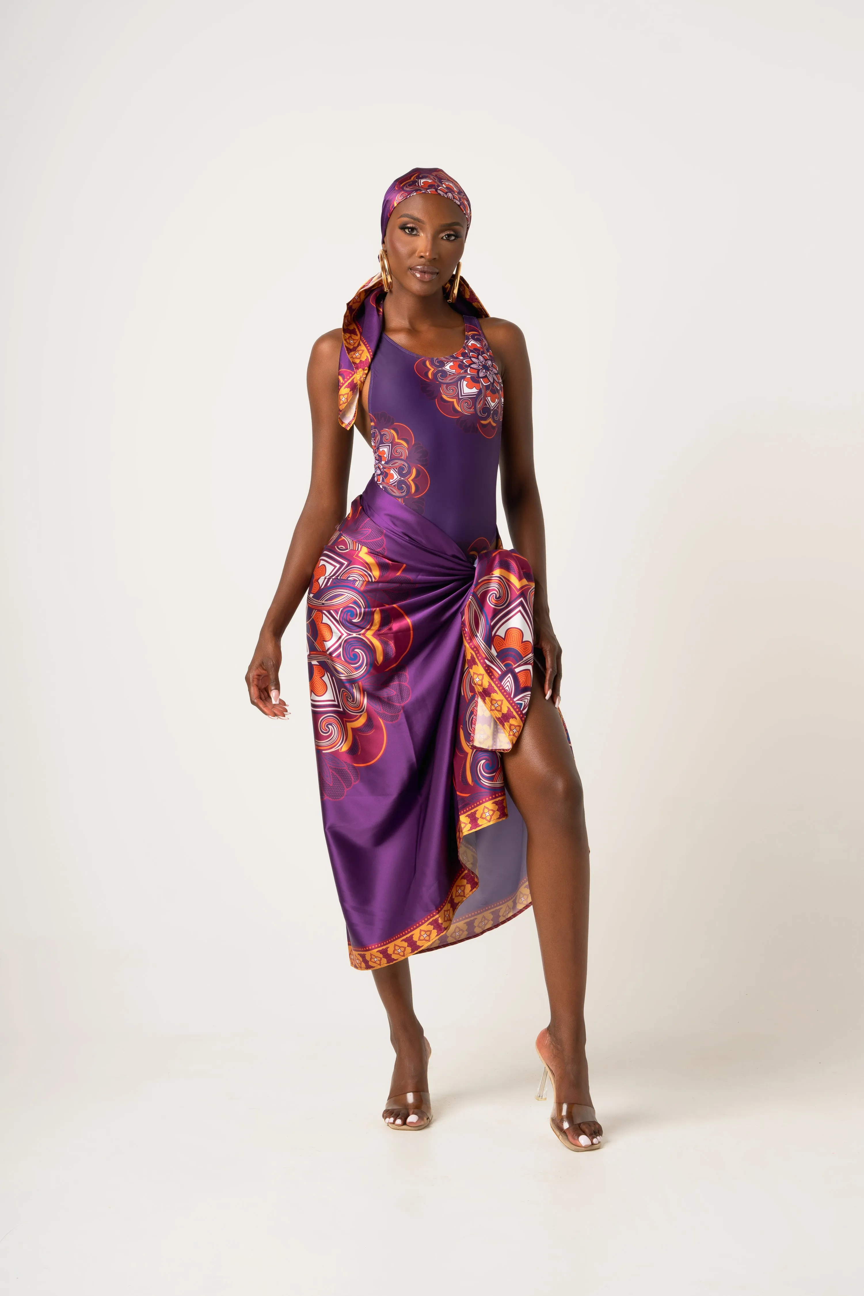 ENANG PURPLE XL SILK SCARF