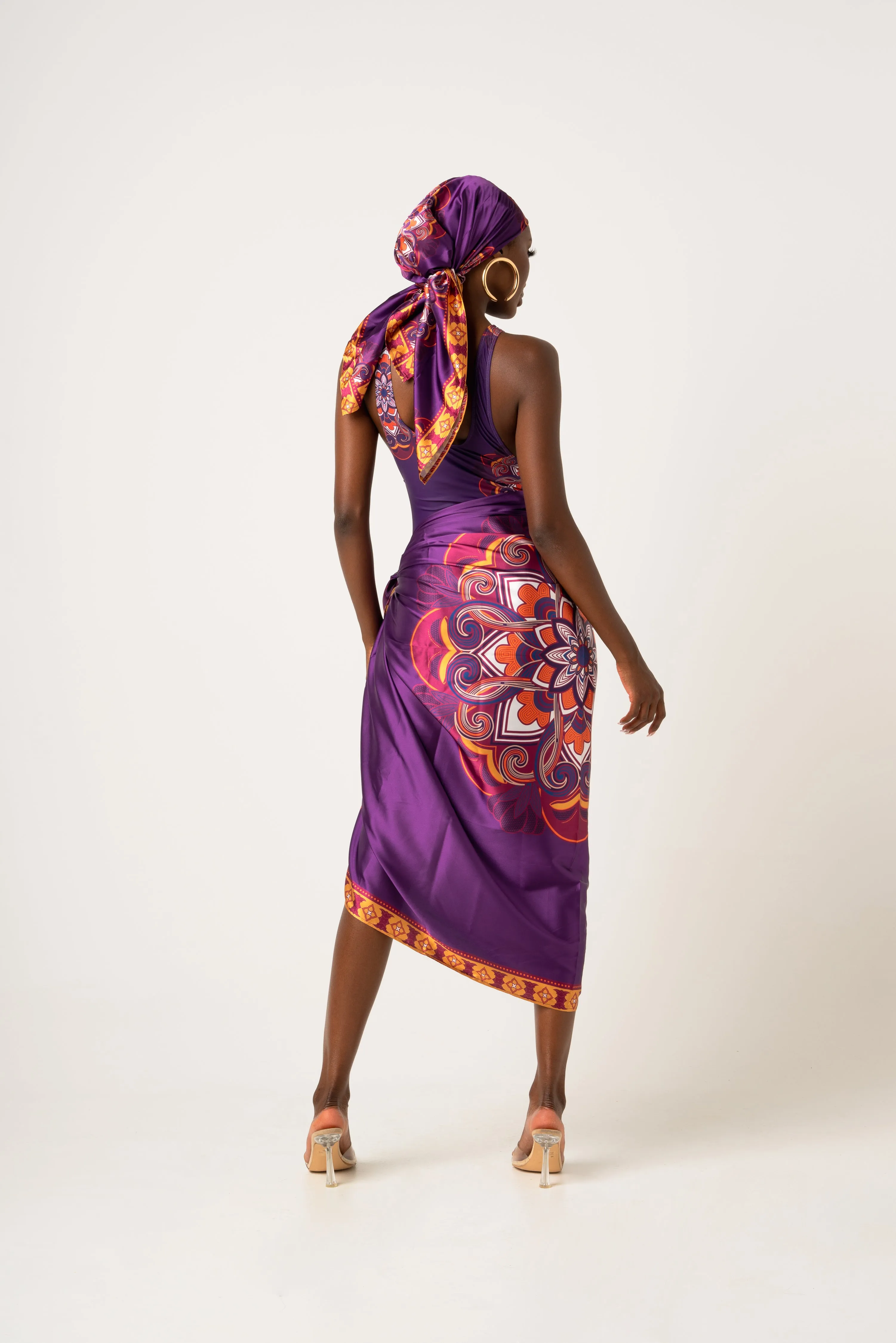 ENANG PURPLE XL SILK SCARF