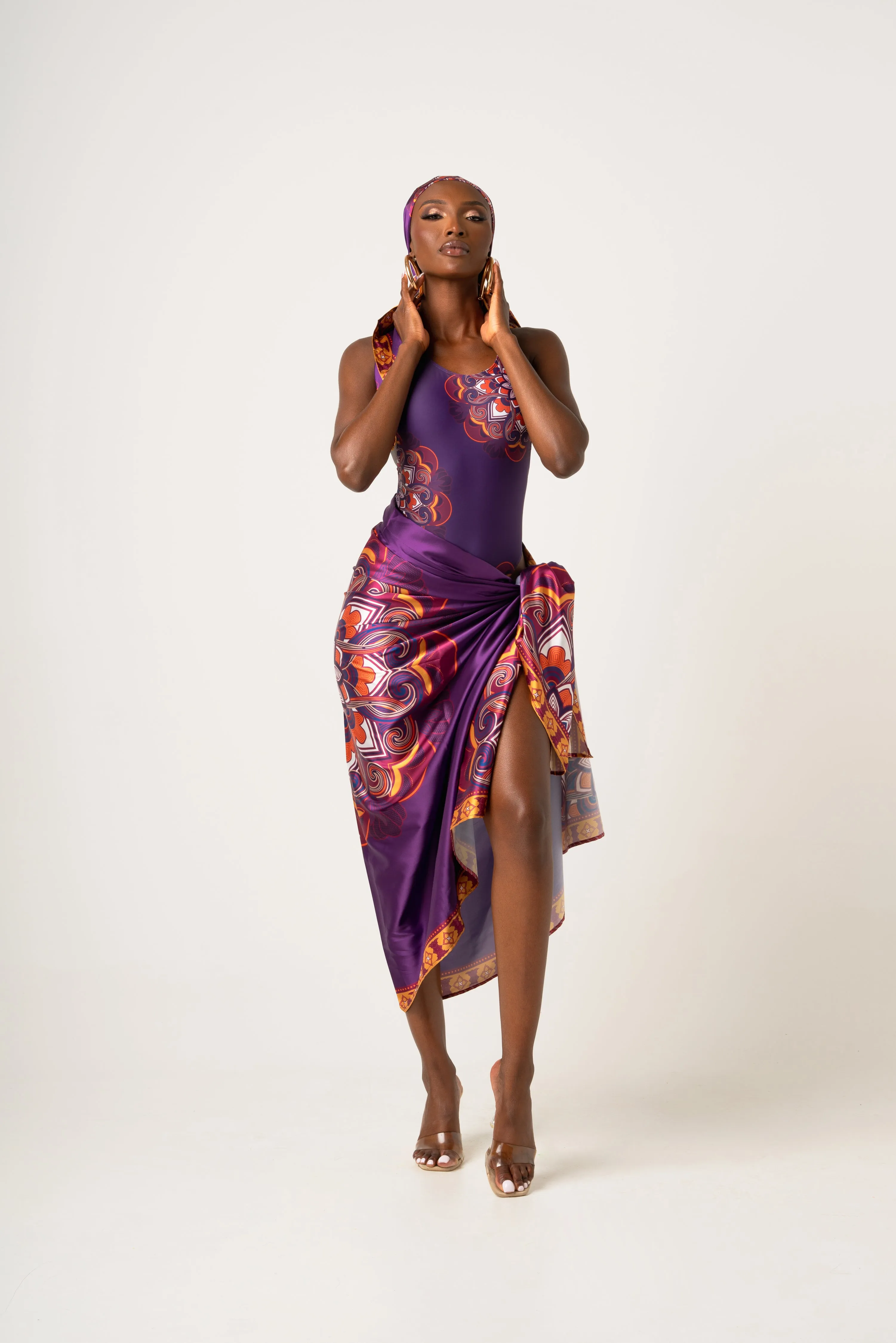 ENANG PURPLE XL SILK SCARF