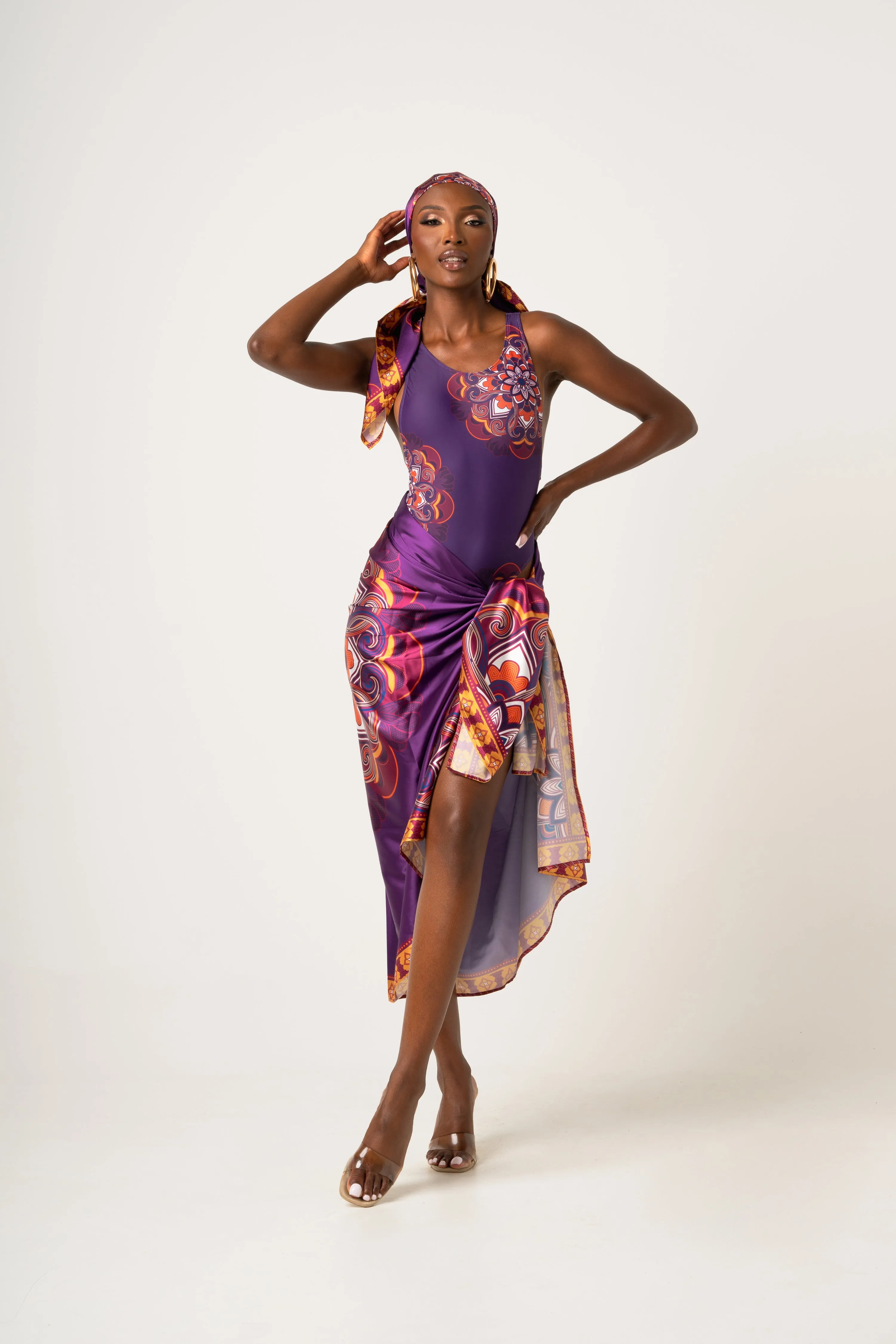 ENANG PURPLE XL SILK SCARF