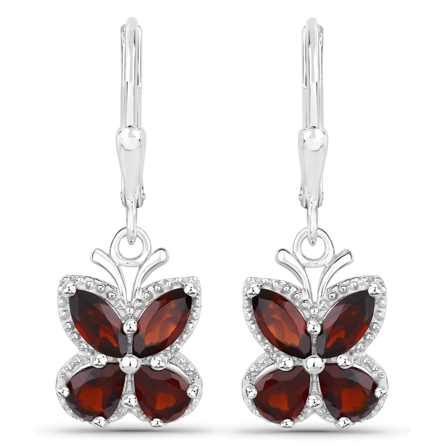 Exquisite 2.60 Carat Genuine Garnet Sterling Silver Earrings: Timeless Beauty