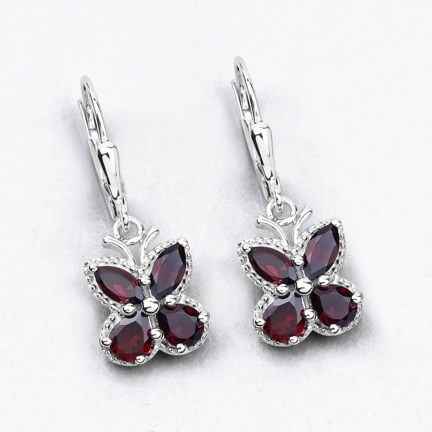Exquisite 2.60 Carat Genuine Garnet Sterling Silver Earrings: Timeless Beauty