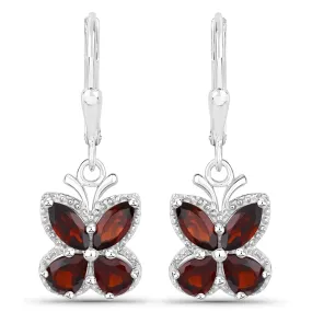 Exquisite 2.60 Carat Genuine Garnet Sterling Silver Earrings: Timeless Beauty