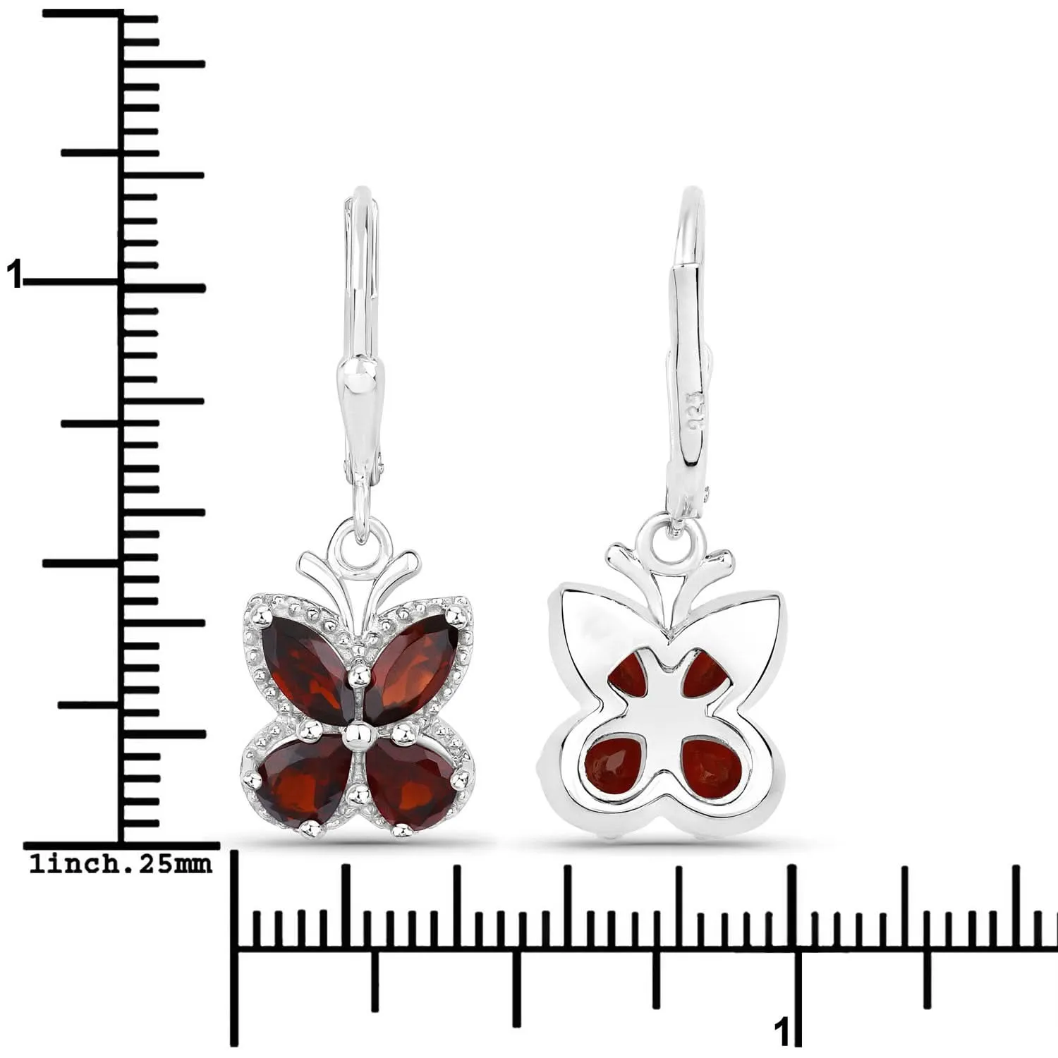 Exquisite 2.60 Carat Genuine Garnet Sterling Silver Earrings: Timeless Beauty