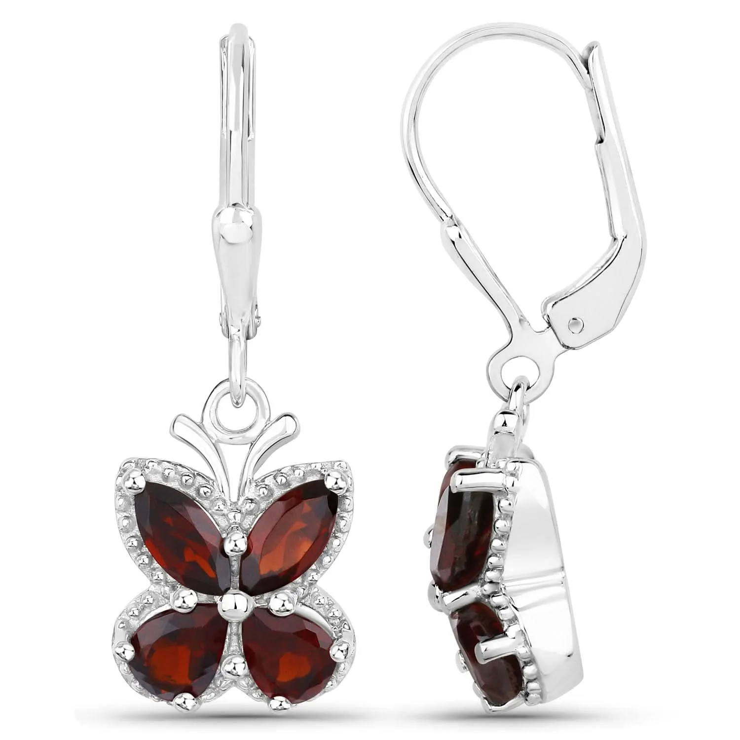Exquisite 2.60 Carat Genuine Garnet Sterling Silver Earrings: Timeless Beauty
