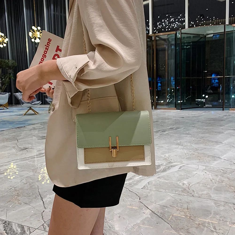 Faux Leather Shoulder cross body Chain Handbag