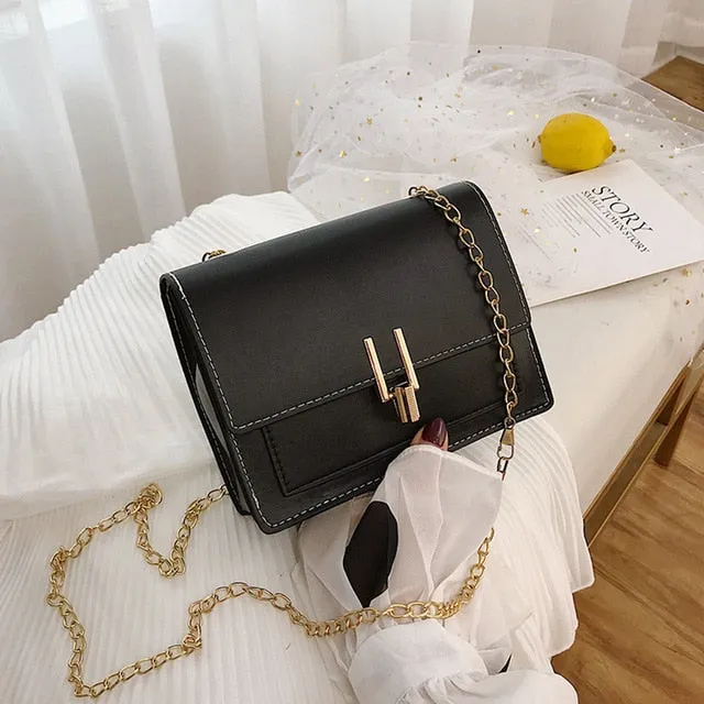 Faux Leather Shoulder cross body Chain Handbag