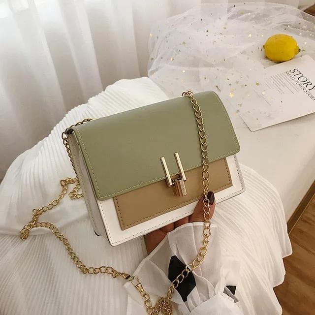 Faux Leather Shoulder cross body Chain Handbag