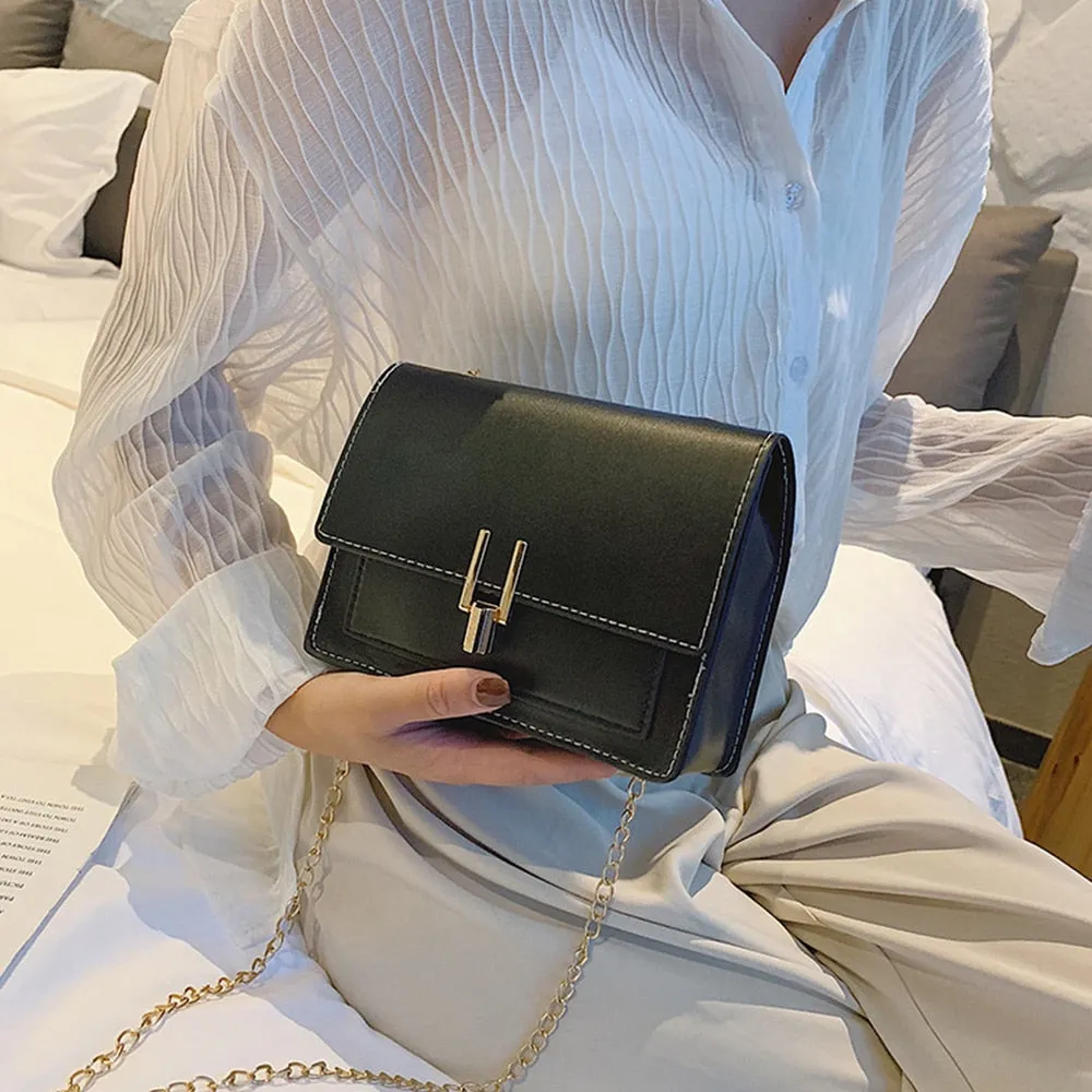 Faux Leather Shoulder cross body Chain Handbag