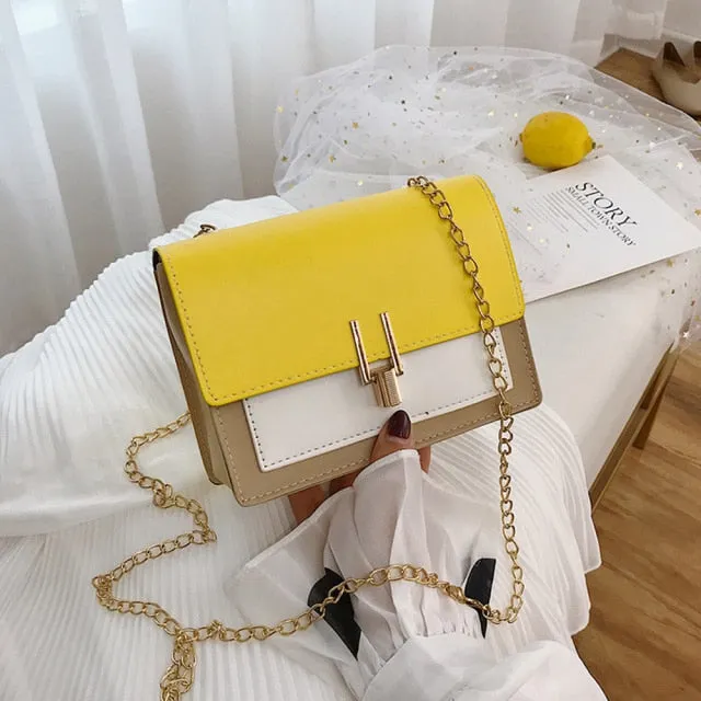 Faux Leather Shoulder cross body Chain Handbag