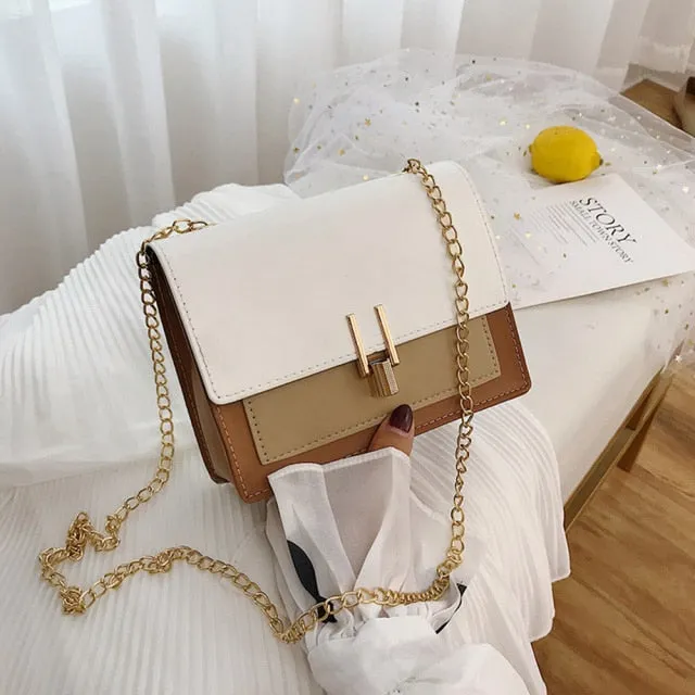 Faux Leather Shoulder cross body Chain Handbag