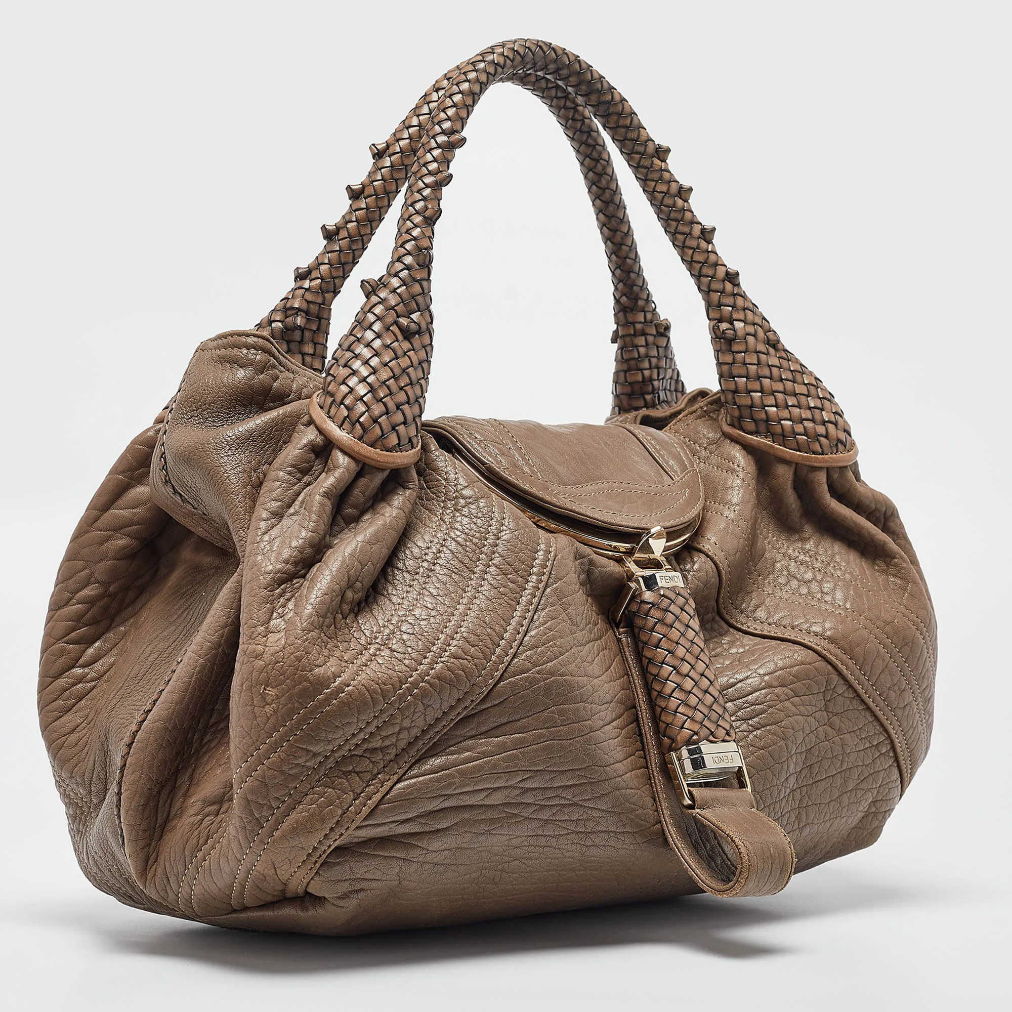 Fendi Grey Leather Spy Hobo