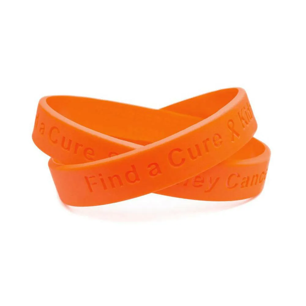 Find a Cure - Kidney Cancer orange wristband - Youth 7"