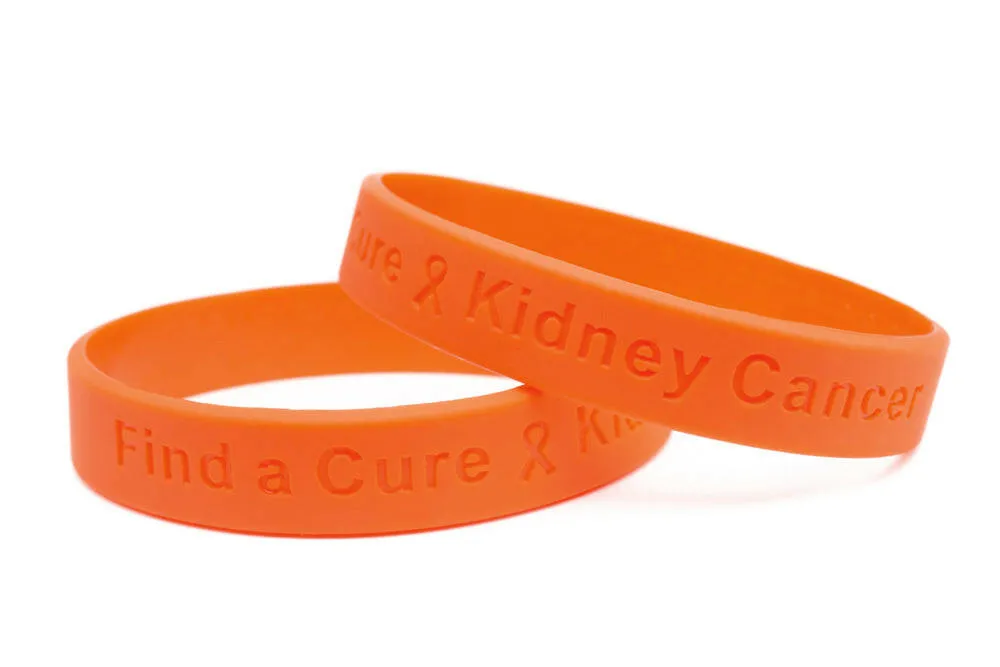 Find a Cure - Kidney Cancer orange wristband - Youth 7"