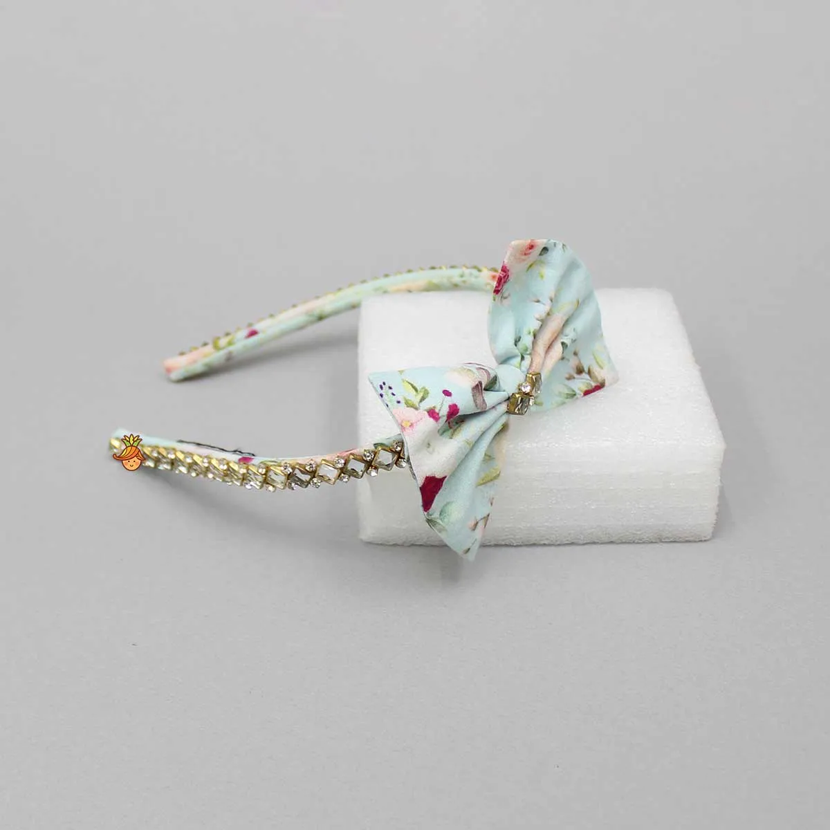 Floral Printed Blue Hair Band
