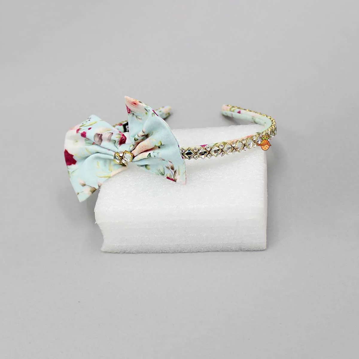 Floral Printed Blue Hair Band
