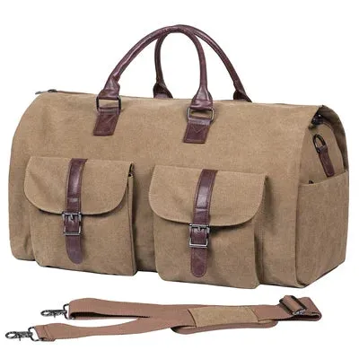 Gary – Men's Large Convertible Vintage-Style Leather Duffle Garment Bag