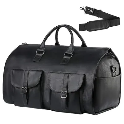 Gary – Men's Large Convertible Vintage-Style Leather Duffle Garment Bag
