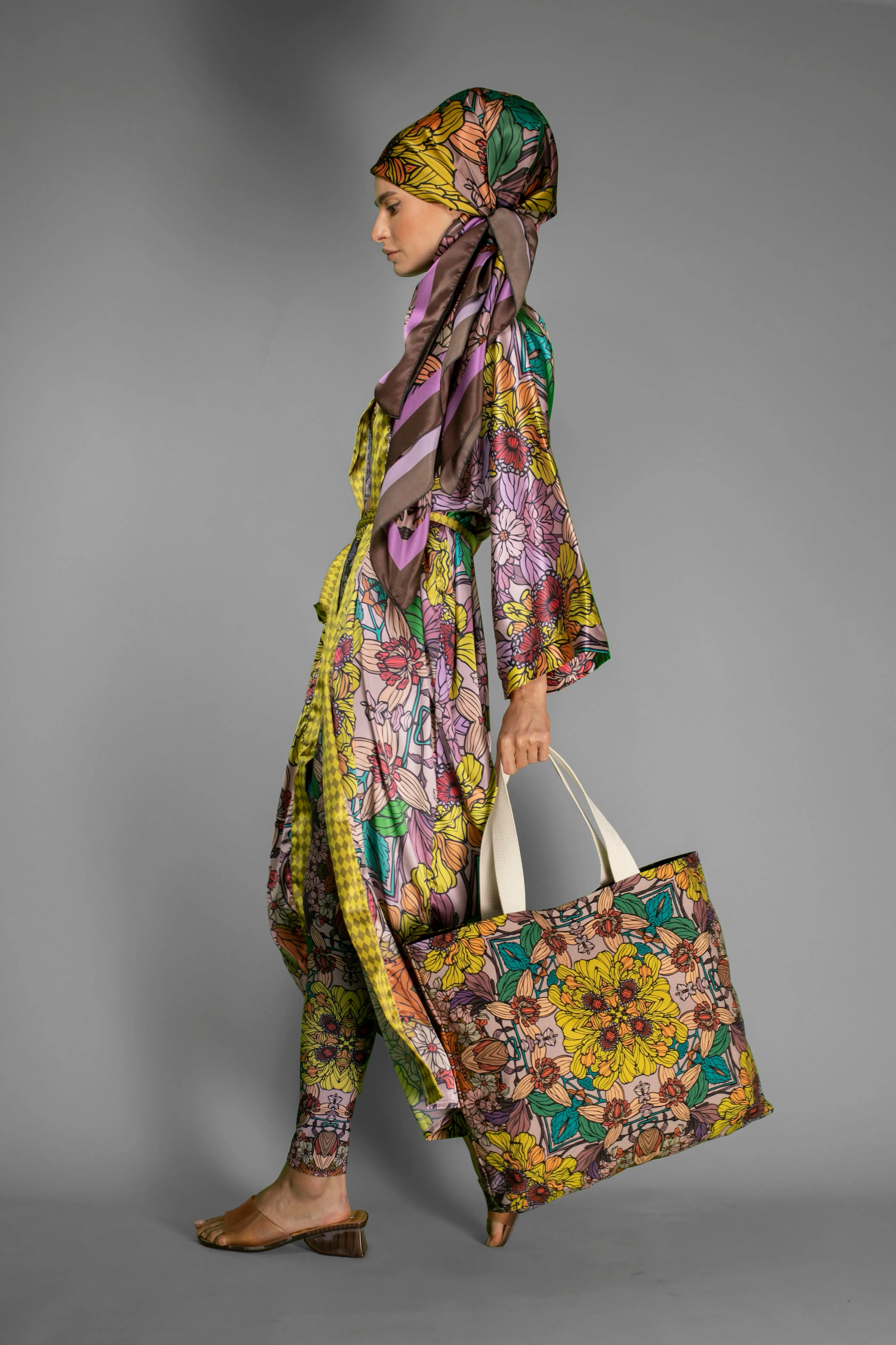 Golden garden delights silk scarf