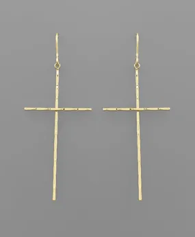 Hammered Cross Earrings