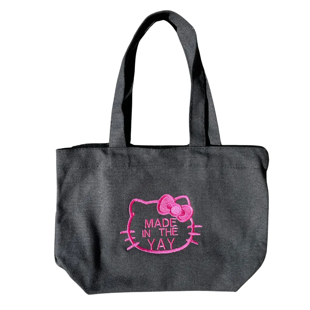 HK Made In The Yay Mini Black Tote (Pink Tones)