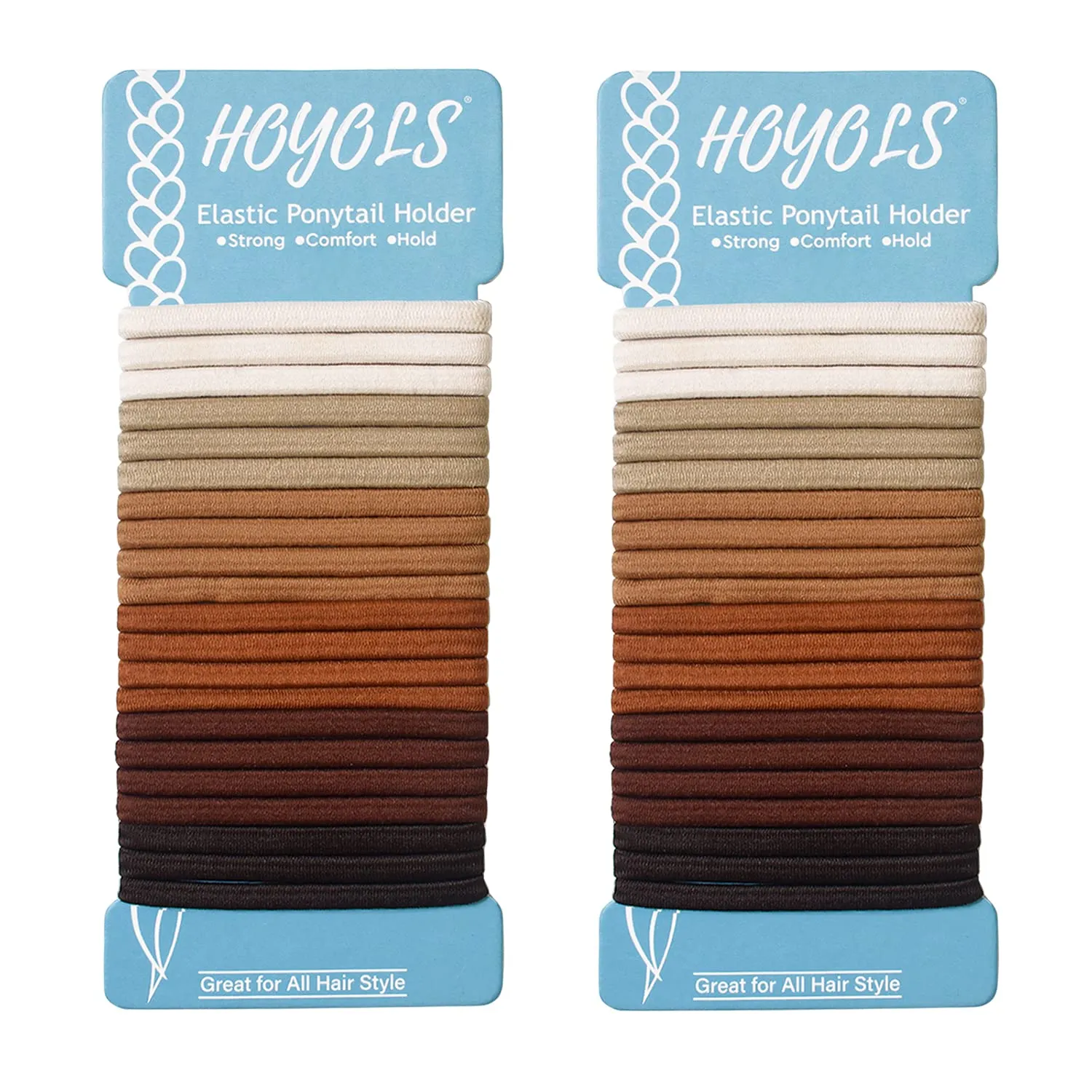 HOYOLS Flat Hair Elastics, No Metal Hair Ties Hair Bands for Thick Heavy and Curly Hair Ponytail Holders Headband 1-inch 5mm Width 42 Count (Fall & Winter Color)