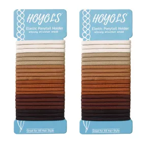 HOYOLS Flat Hair Elastics, No Metal Hair Ties Hair Bands for Thick Heavy and Curly Hair Ponytail Holders Headband 1-inch 5mm Width 42 Count (Fall & Winter Color)