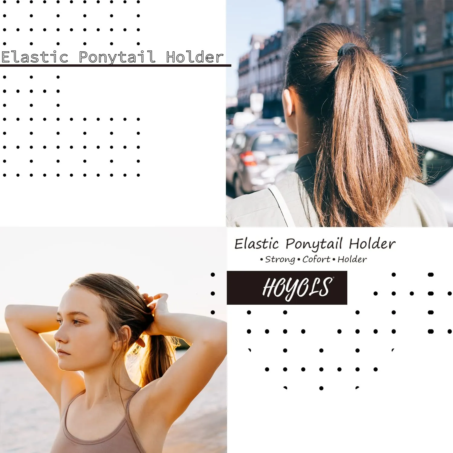 HOYOLS Flat Hair Elastics, No Metal Hair Ties Hair Bands for Thick Heavy and Curly Hair Ponytail Holders Headband 1-inch 5mm Width 42 Count (Fall & Winter Color)