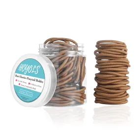 Hoyols Small Thin Small Hair Ties Elastics, 1 inch No Metal Hair Bands Styling Accessories for Girls Teenage Kids Men Hair & Ties Pony tail Fine Hair 2mm 100 Count (Copper)