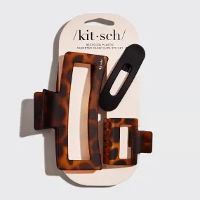 Kitsch Recycled Plastic Assorted Claw Clips- Rectangle Open Shape