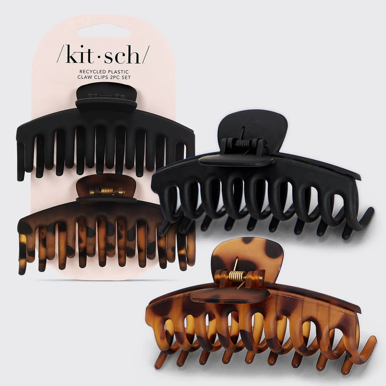 Kitsch Recycled Plastic Oversized  Claw Clips 2pc Set
