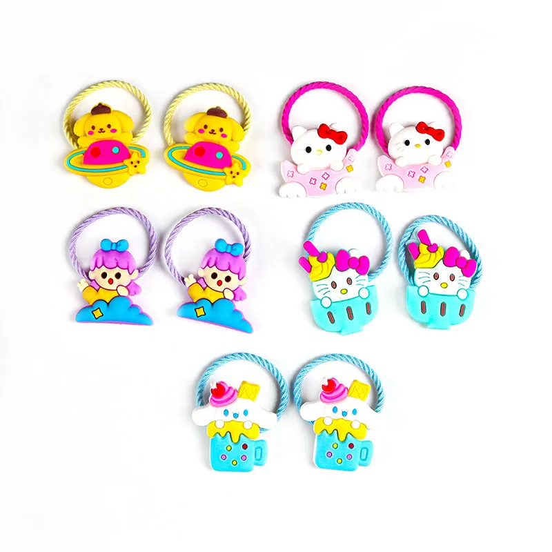 KITTY APPLIQUE HAIR TIES