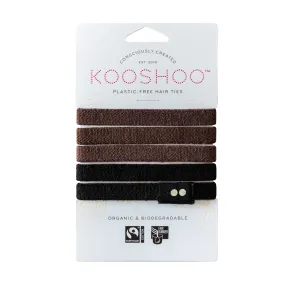 Kooshoo Plastic Free Organic Cotton Hair Ties - Black Brown