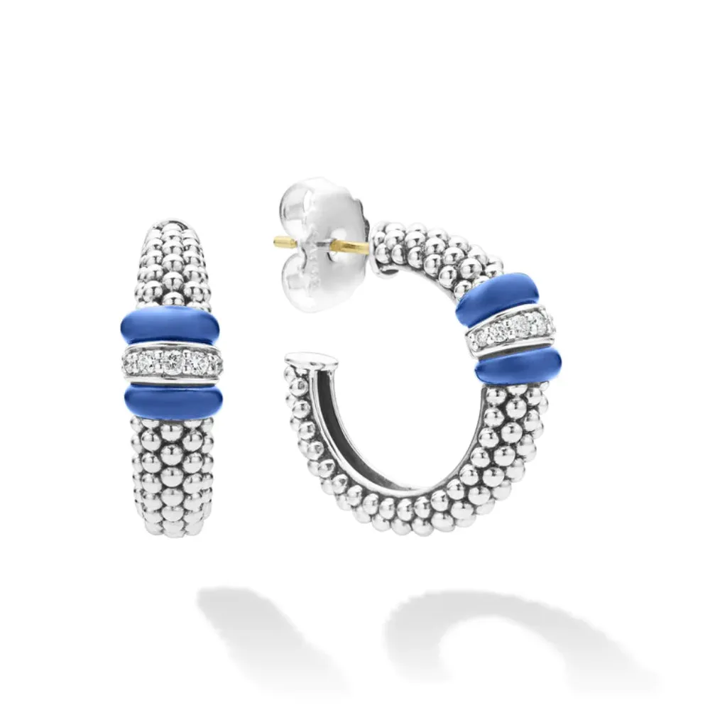 Lagos Ceramic Caviar Diamond Hoop Earrings