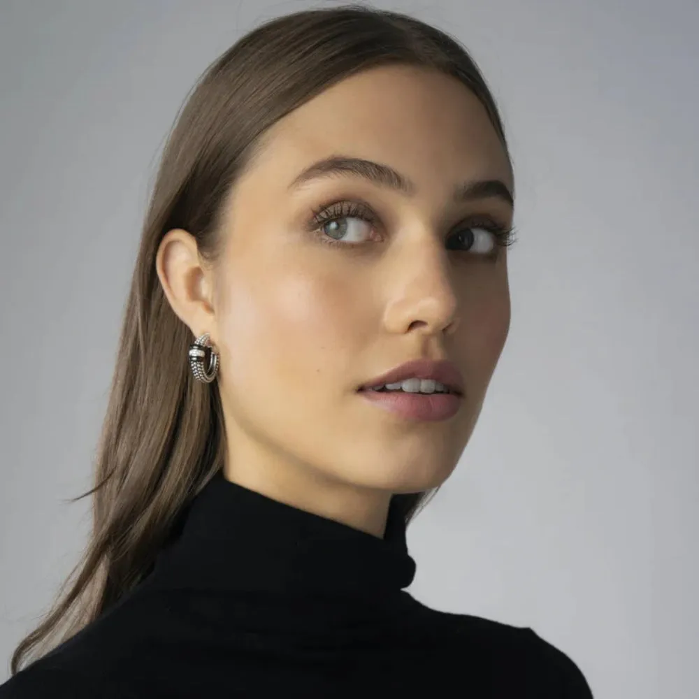 Lagos Ceramic Caviar Diamond Hoop Earrings