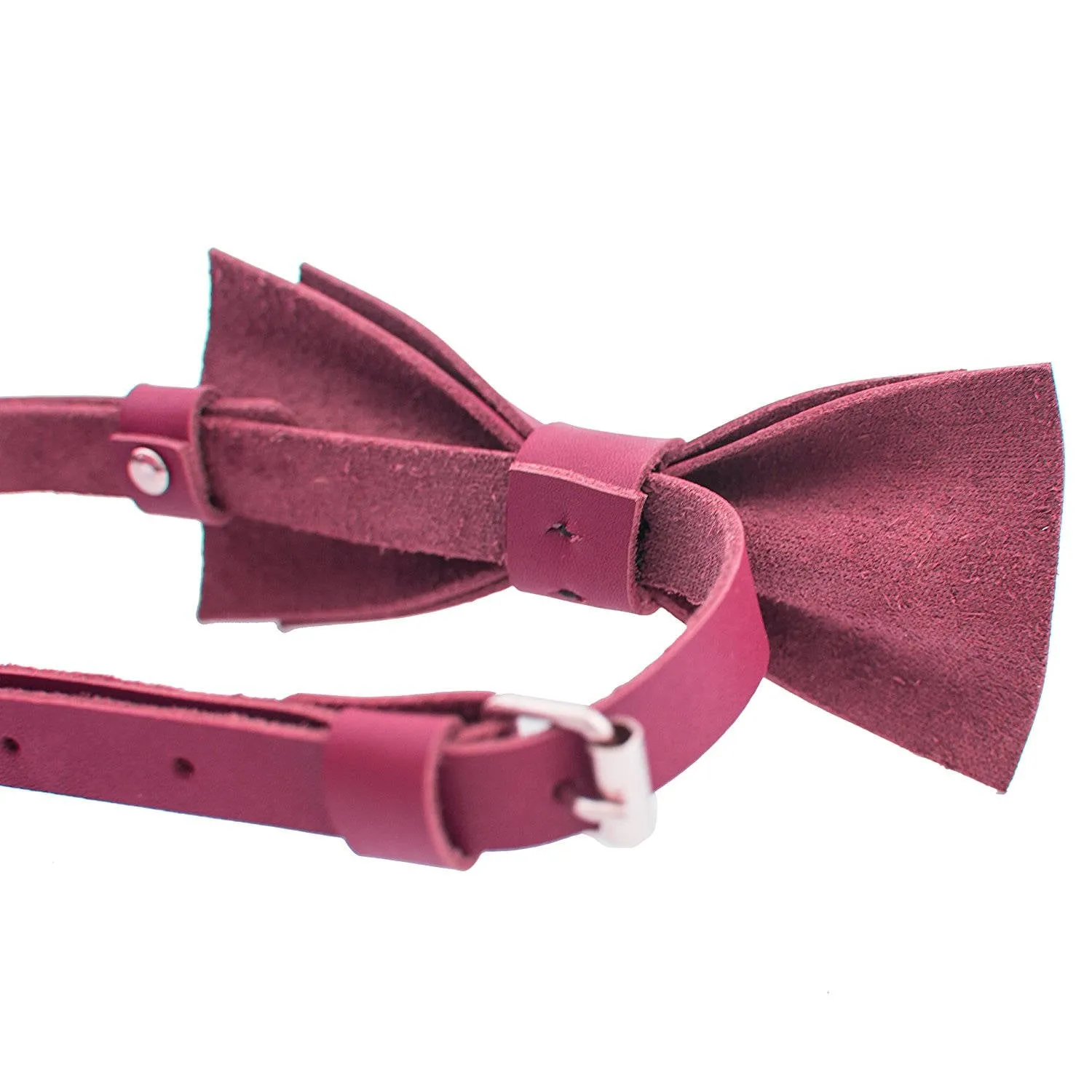 Leather Hot Pink Bow Tie