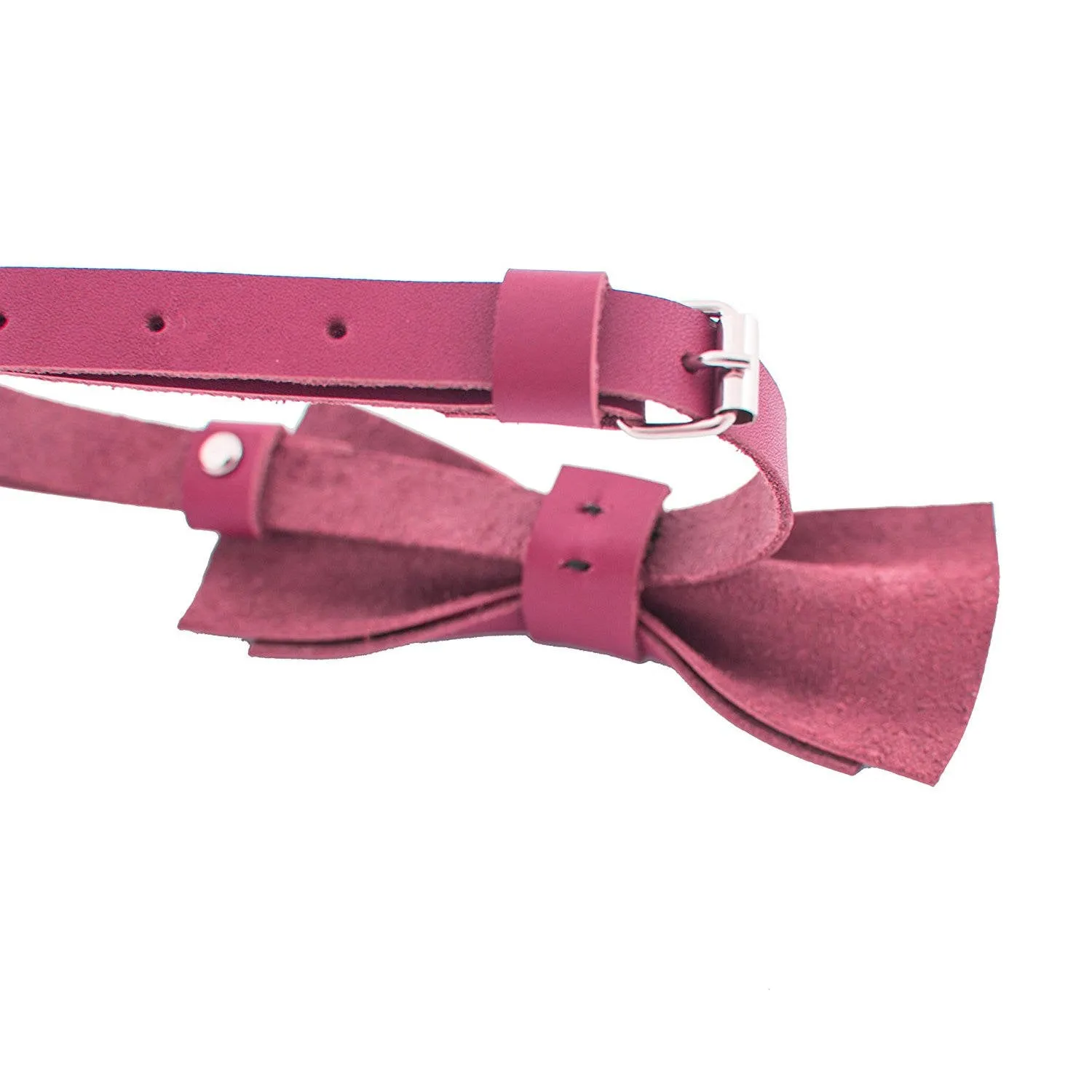 Leather Hot Pink Bow Tie