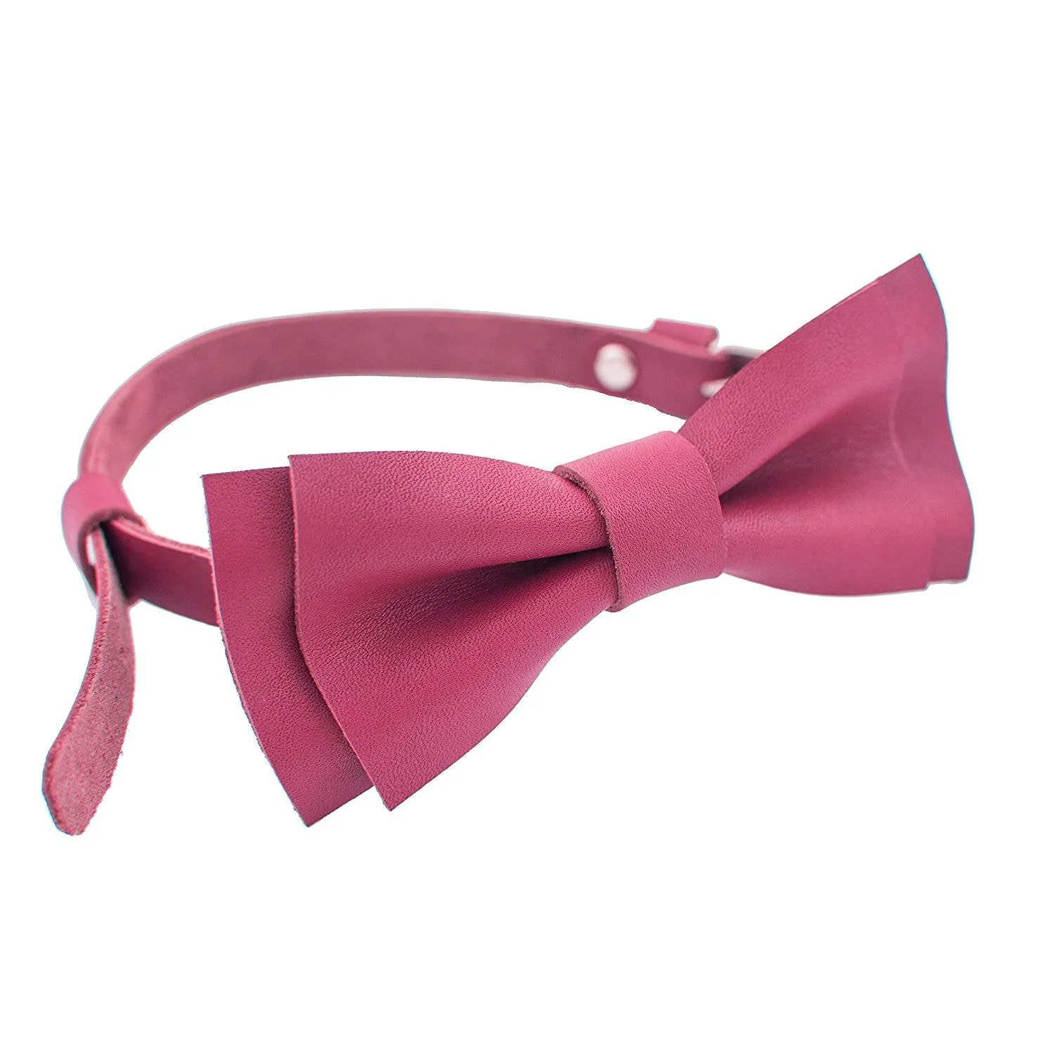 Leather Hot Pink Bow Tie