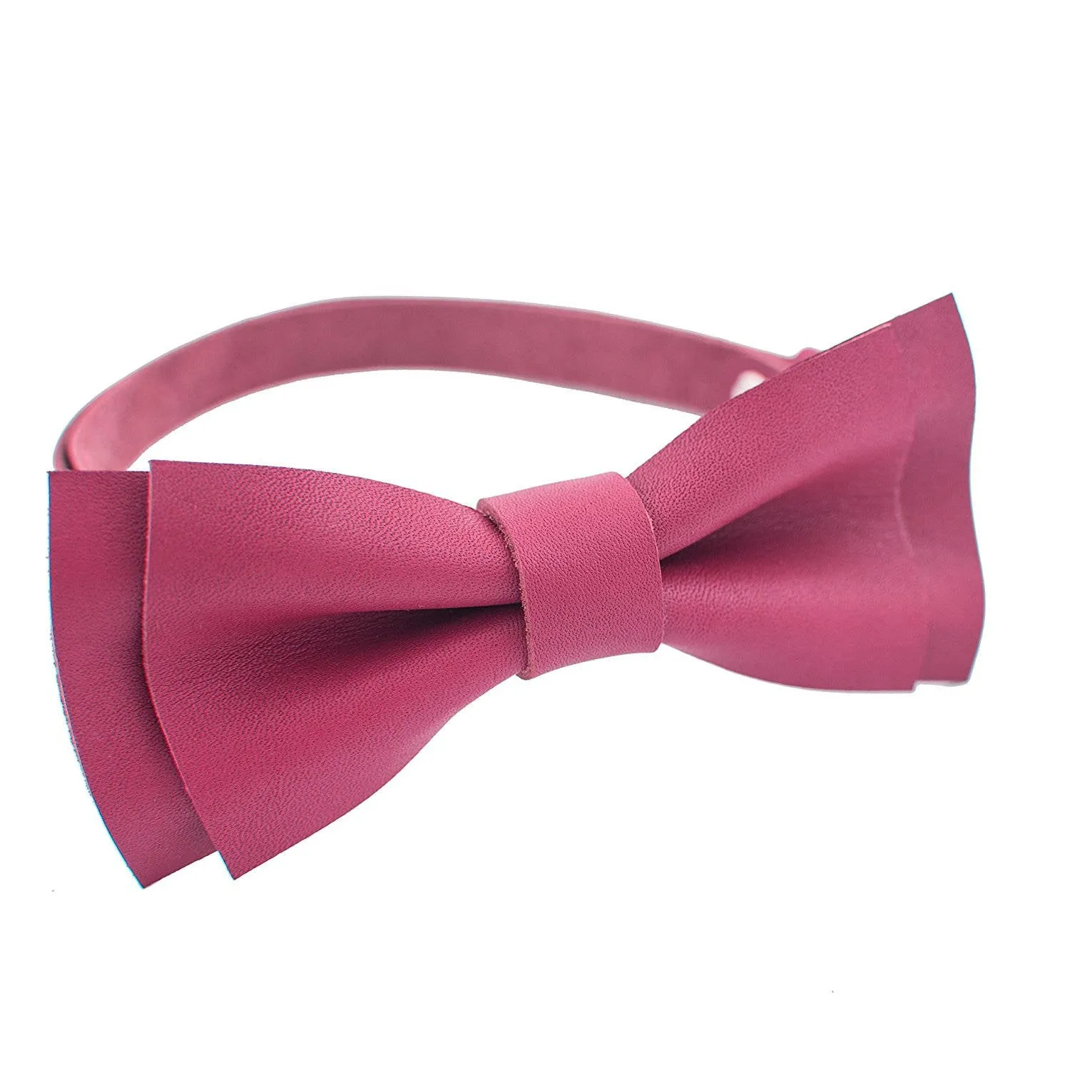 Leather Hot Pink Bow Tie