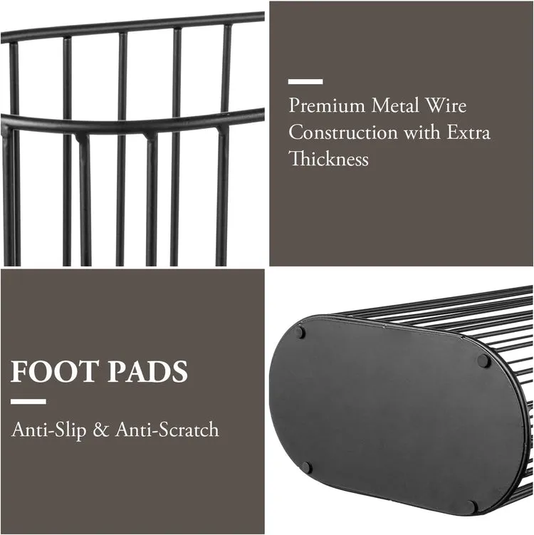 Matte Black Metal Umbrella Holder, Entryway Cane and Walking Stick Stand with S-Hooks for Travel Umbrellas