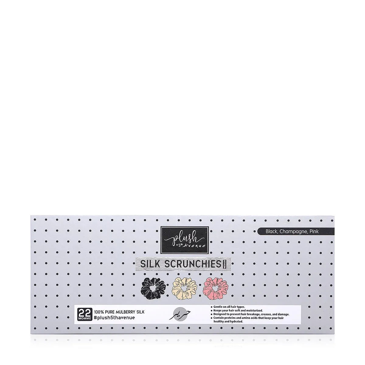 Medium Silk Scrunchies Set-3 pcs-Black, champagne, Pink